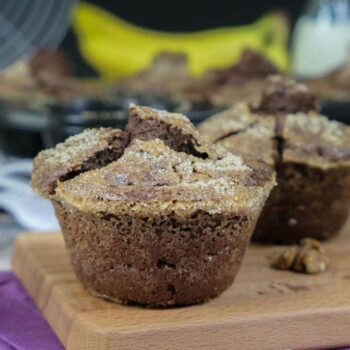 Karamellisierte Bananen-Schoko-Kaffee-Muffins mit Walnüssen